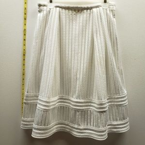 Womens H&M white lined skirt 12 excellent midi